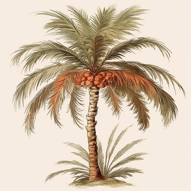Foto um close-up de uma palmeira com um monte de frutas nela generativa ai