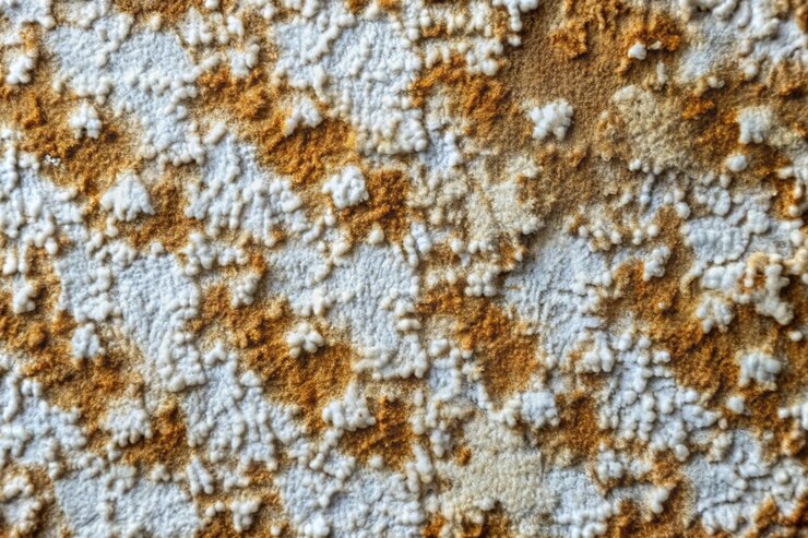 Foto um close-up de uma parede com uma superfície texturizada e uma textura branca