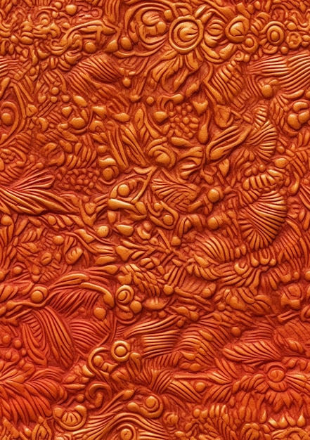 Um close-up de uma parede vermelha com um monte de flores generativas ai