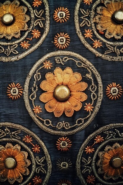 um close-up de uma peça decorativa com uma flor sobre ela