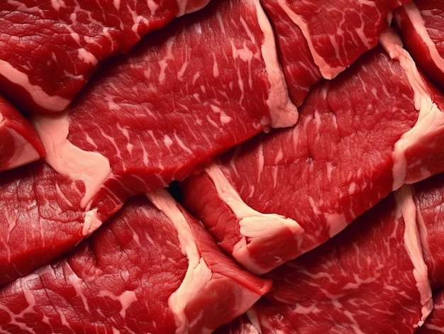 um close-up de uma pilha de carne