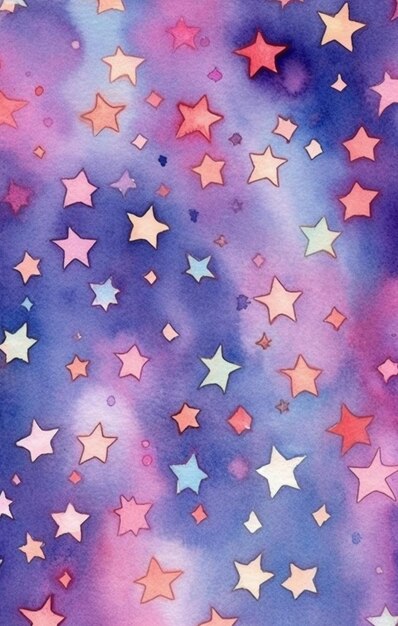 Foto um close-up de uma pintura a aquarela de um bando de estrelas generativa ai