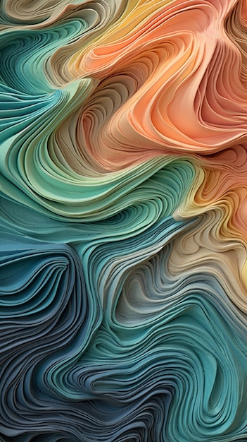 um close-up de uma pintura abstrata colorida de ondas generativas ai