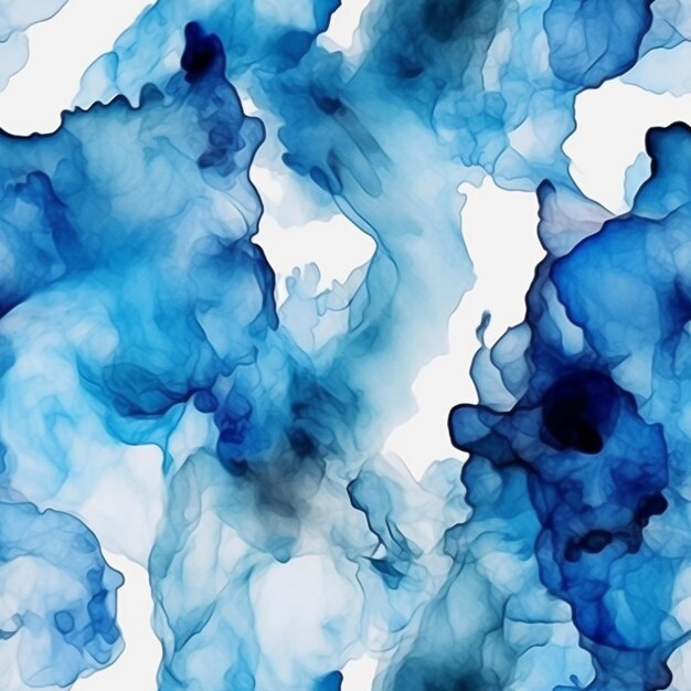Um close-up de uma pintura azul e branca com muita água generativa ai