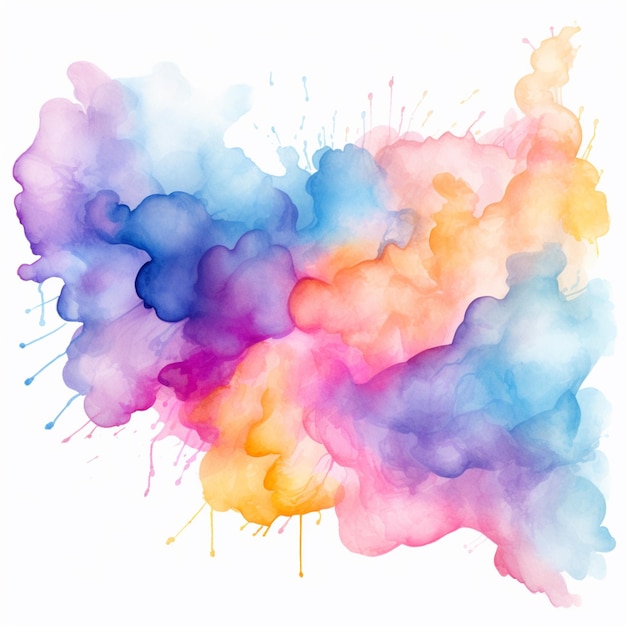 um close-up de uma pintura colorida de aquarela de uma nuvem generativa ai