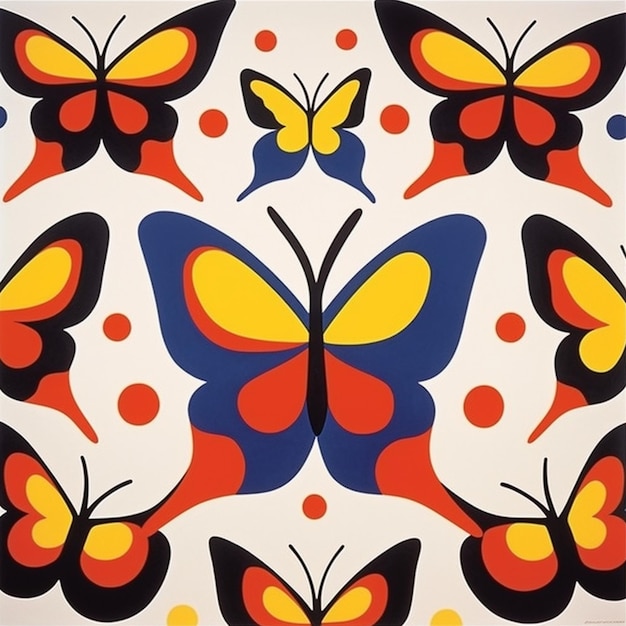 Um close-up de uma pintura de borboletas em um fundo branco generativo ai