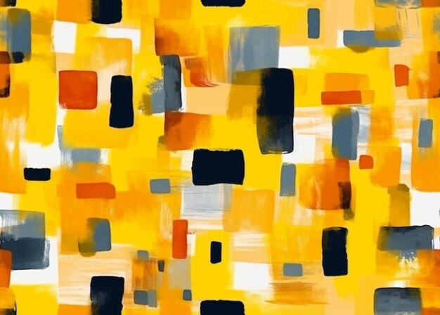 um close-up de uma pintura de quadrados e quadrados em um fundo amarelo generativo ai