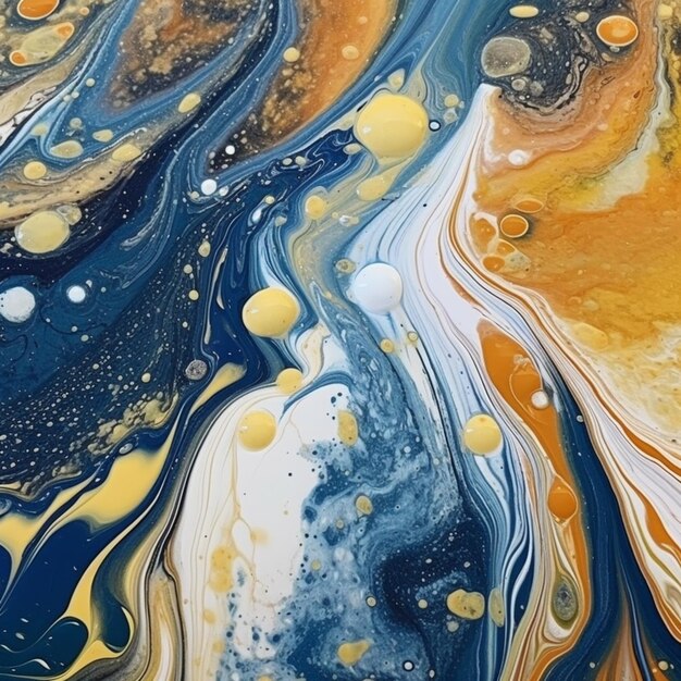 Um close-up de uma pintura de um redemoinho azul e amarelo generativo ai