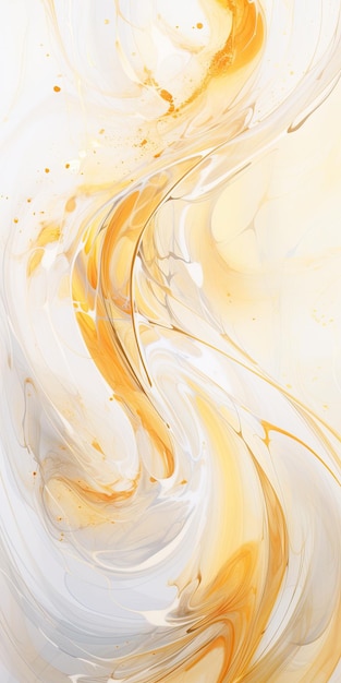 Um close-up de uma pintura de uma onda Generative AI Abstrato branco amarelo e fundo dourado