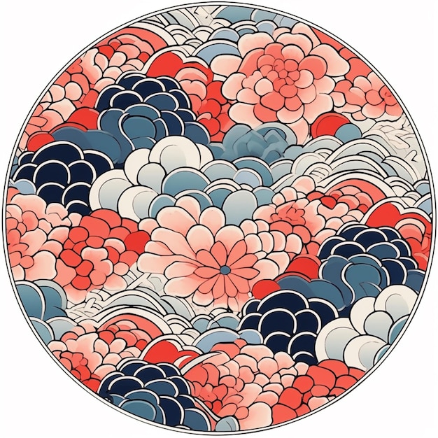 Um close-up de uma placa circular com um padrão de flores generativas ai