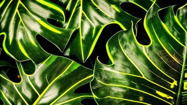 Um close-up de uma planta com folhas verdes