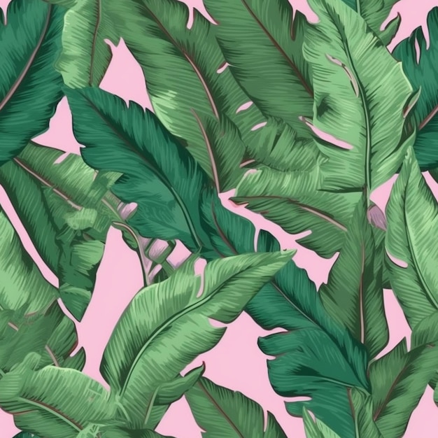 Um close-up de uma planta verde com fundo rosa generativo ai