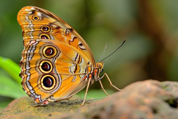 Um close-up de uma probóscide em espiral de borboleta