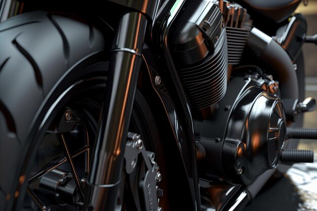 Um close-up de uma roda de motocicleta com a palavra harley nela