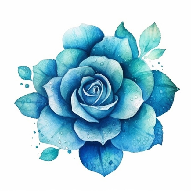Foto um close-up de uma rosa azul com gotas de água sobre ele
