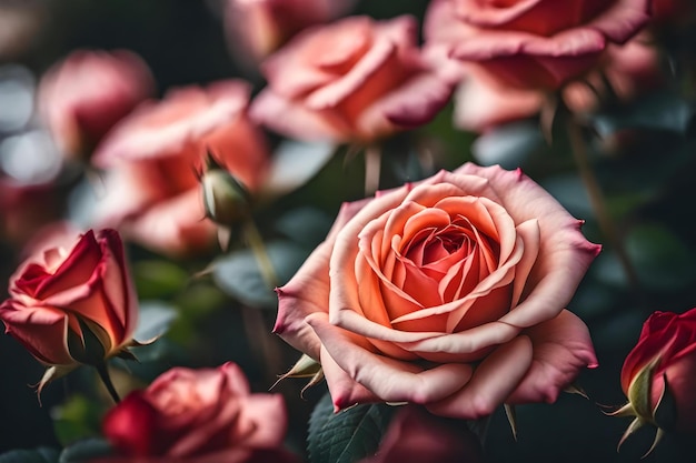 Um close-up de uma rosa rosa e branca com a palavra "eu amo" nela.