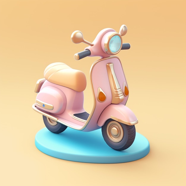 um close-up de uma scooter rosa em uma base azul generativa ai