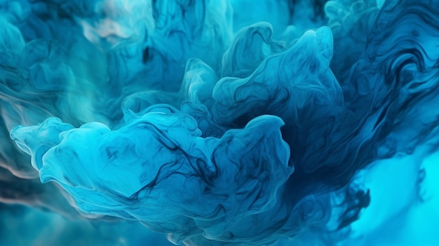 Um close-up de uma substância líquida azul em água generativa ai
