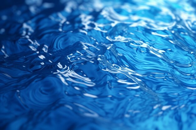 Um close-up de uma superfície de água azul com ondas generativas ai
