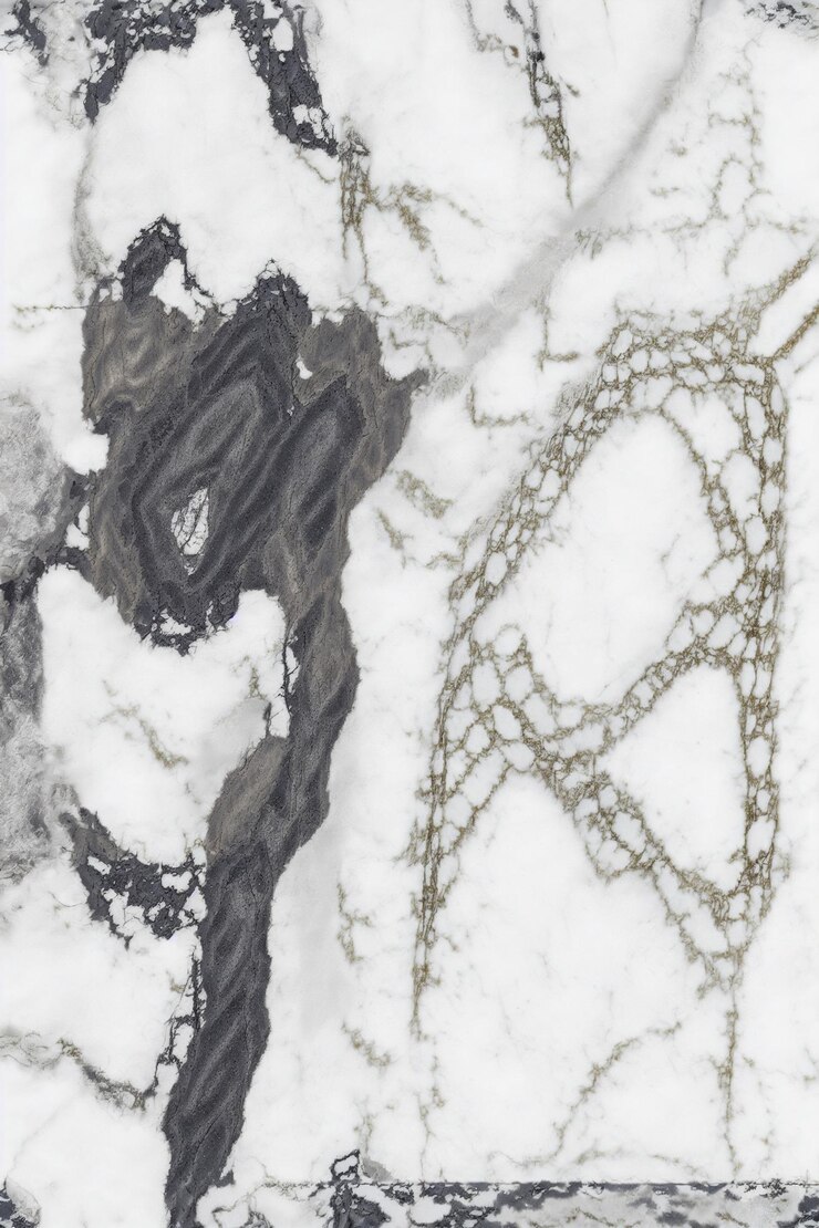 Foto um close-up de uma superfície de mármore com um intrincado padrão preto e branco