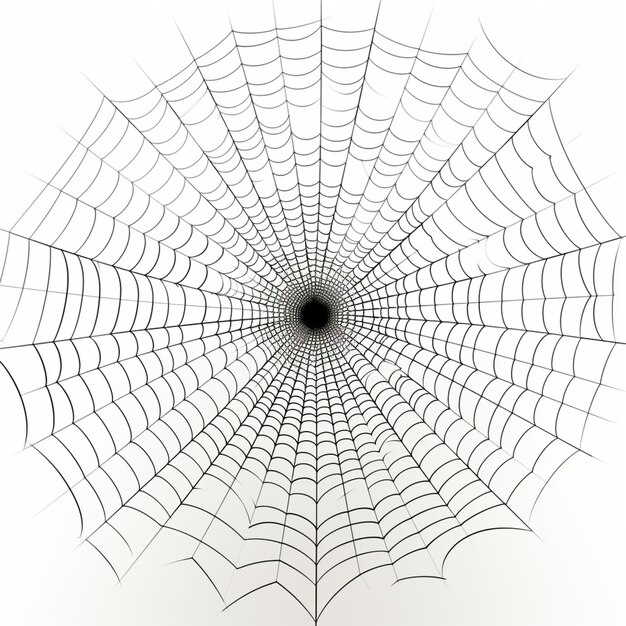 um close-up de uma teia de aranha com um buraco preto no centro