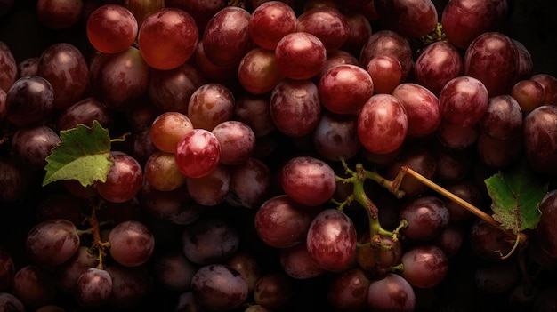 Um close-up de uvas em uma cesta