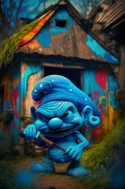 Um close-up do azul troll troll generativo ai
