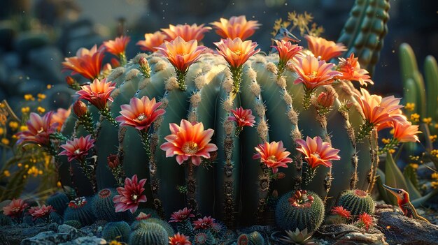 Foto um close-up do cactus de barril de fundo