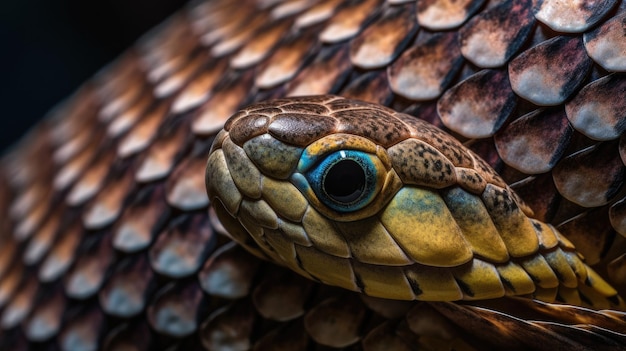 Um close-up do olho de uma cobra