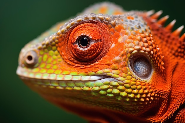 Um close-up do rosto de um lagarto