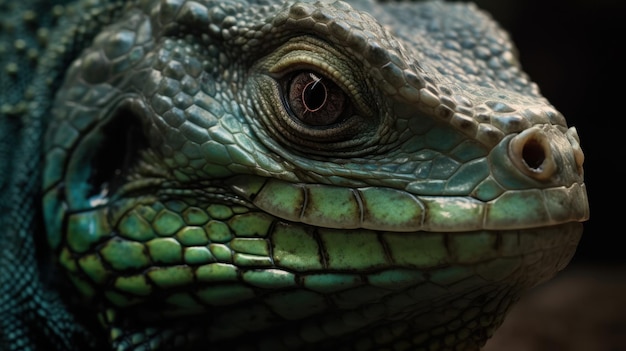 Um close-up do rosto de um lagarto