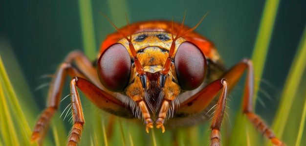 Um close-up dos olhos de um gafanhoto