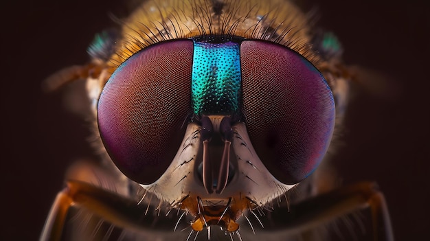 Um close-up dos olhos de uma mosca