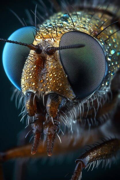 Um close-up dos olhos de uma vespa