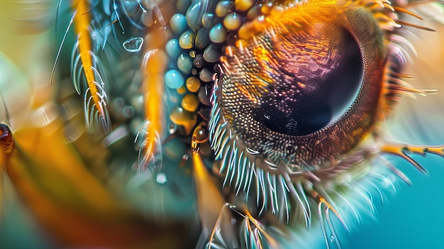 Um close-up extremo do olho de um inseto