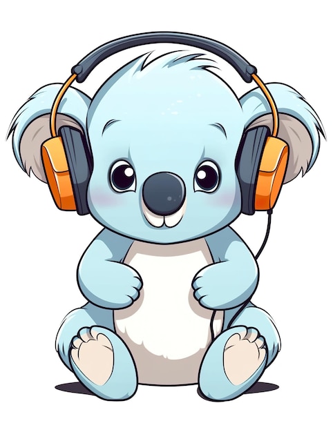 Um coala de desenho animado com fones de ouvido na imagem Generative AI