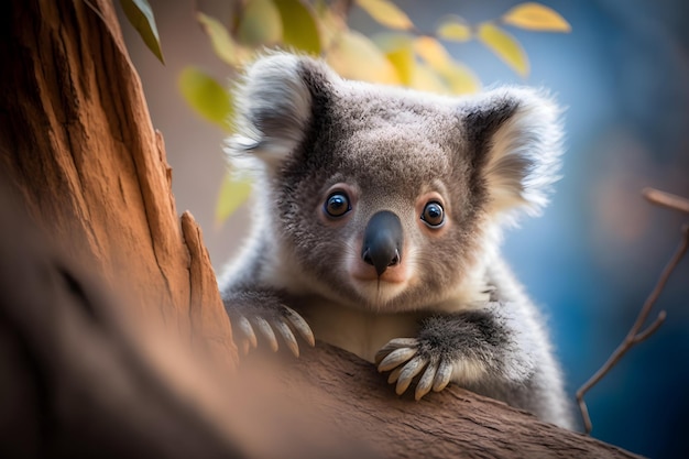 Um coala em uma árvore