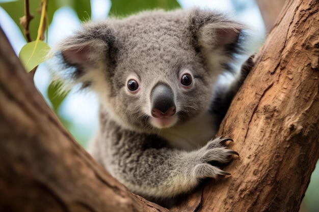 Um coala em uma árvore