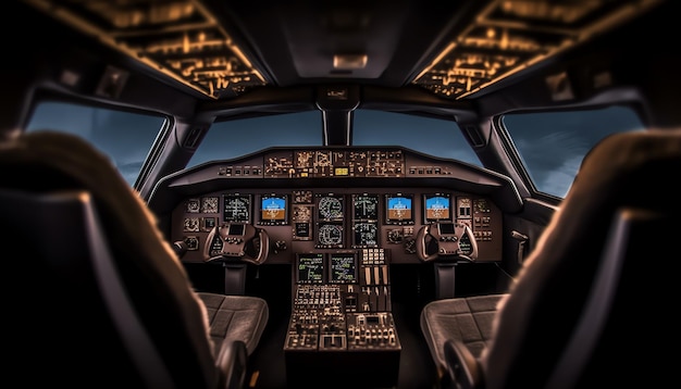 Um cockpit de um avião