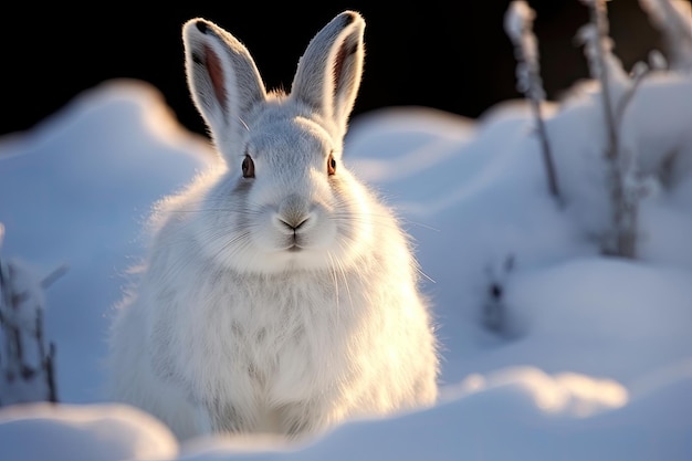 um coelho branco na neve