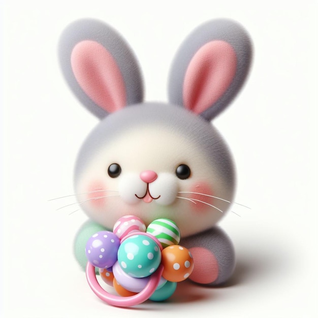 Foto um coelho-coelho com um doce e um brinquedo de coelho
