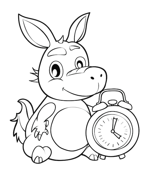 um coelho de desenho animado com um relógio e um relógio que diz a hora