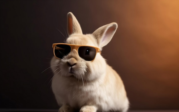 Um coelho usando óculos escuros e um par de óculos de sol