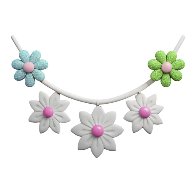 um colar com flores e uma corda ligada a ele