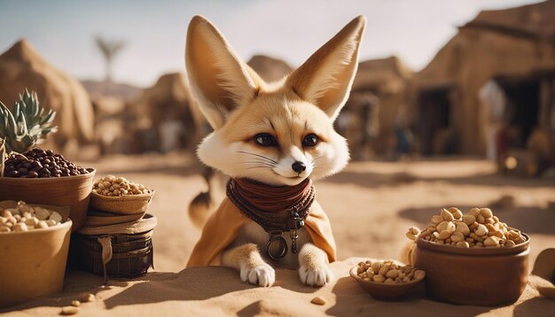 Um comerciante de raposas fennec antropomórfico