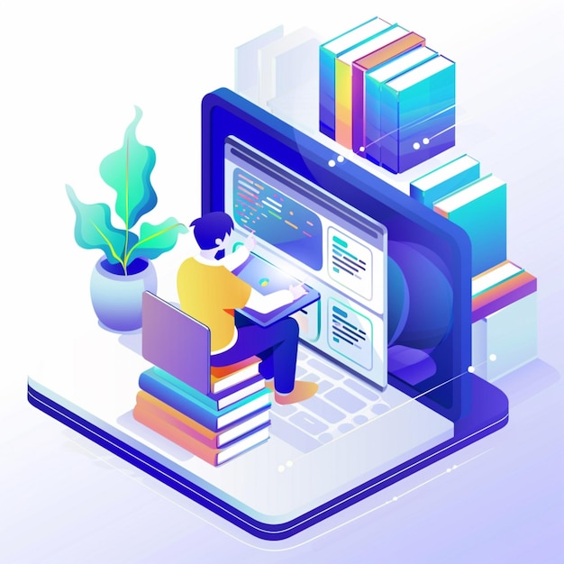um computador com um computador e um livro em cima dele