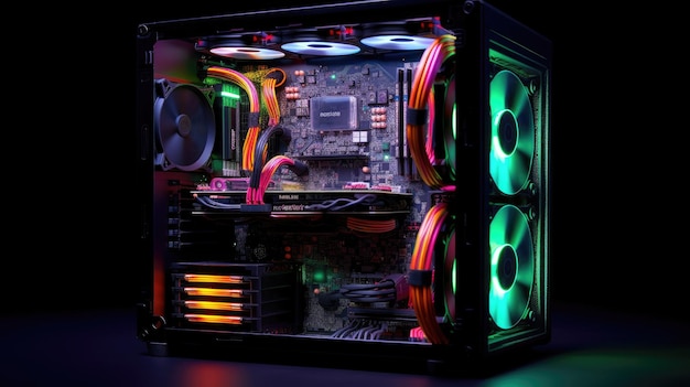 Foto um computador com uma cpu e uma cpu nele