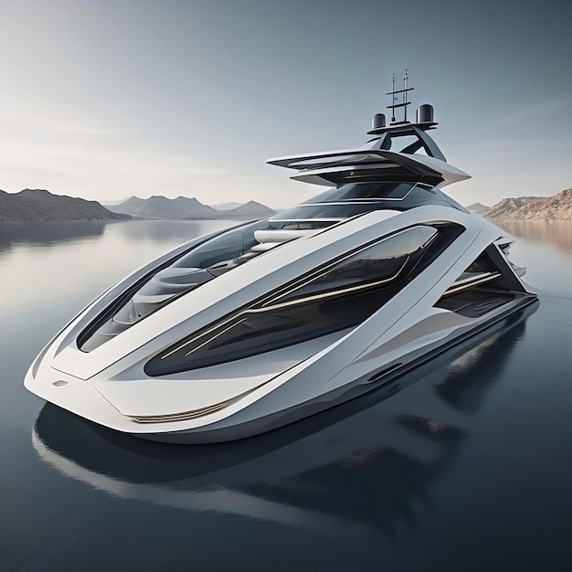 Um conceito futurista de luxo de barco de iate