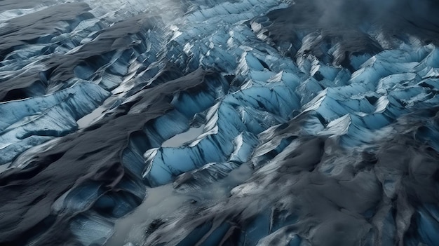 Um conduto frio de cima Foto etérea dos fluxos de fluxos de massas frias islandesas geradas por IA