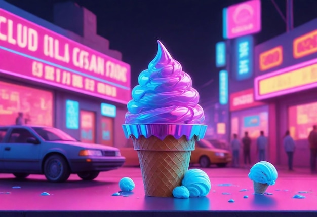 um cone de sorvete de brinquedo com um sinal rosa que diz não comer